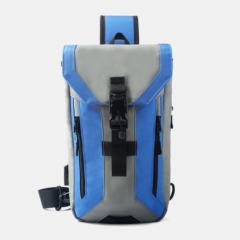 Men Oxford USB Charging Multi-pocket 3 Card Slots Waterproof Outdoor Crossbody Bag Chest Sling