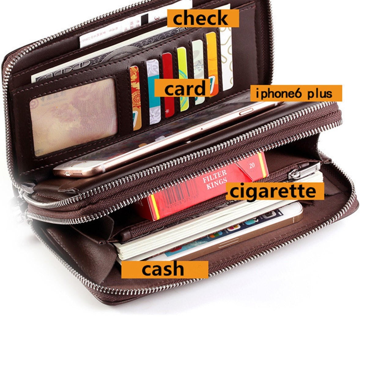 Business Men Leather Clutches Bag Handbag Wallet Purse Mobile Phone Card