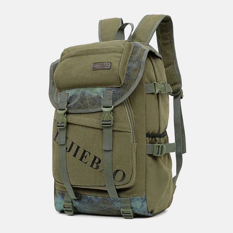 Men Canvas Large Capacity Tactical Outdoor Travelling 14 Inch Laptop Bag School Backpack