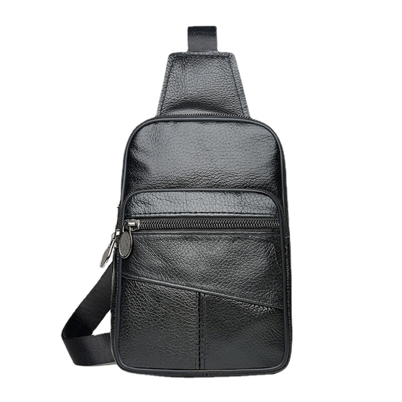 Men Genuine Leather Large Capacity Multi-pocket Wear Resistant Chest Bag Crossbody Bag