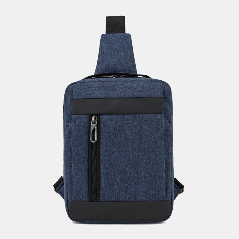 Men Oxford Large Capacity Chest Bag Casual Multifunction Earphone Hole Design Crossbody Bag Shoulder Bag