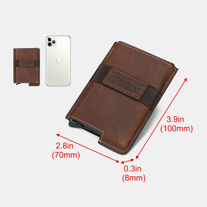 Men Open RFID Anti-magnetic Wallets Retro Multi-card Slot Card Holder Multifunction Genuine Leather Money Clip