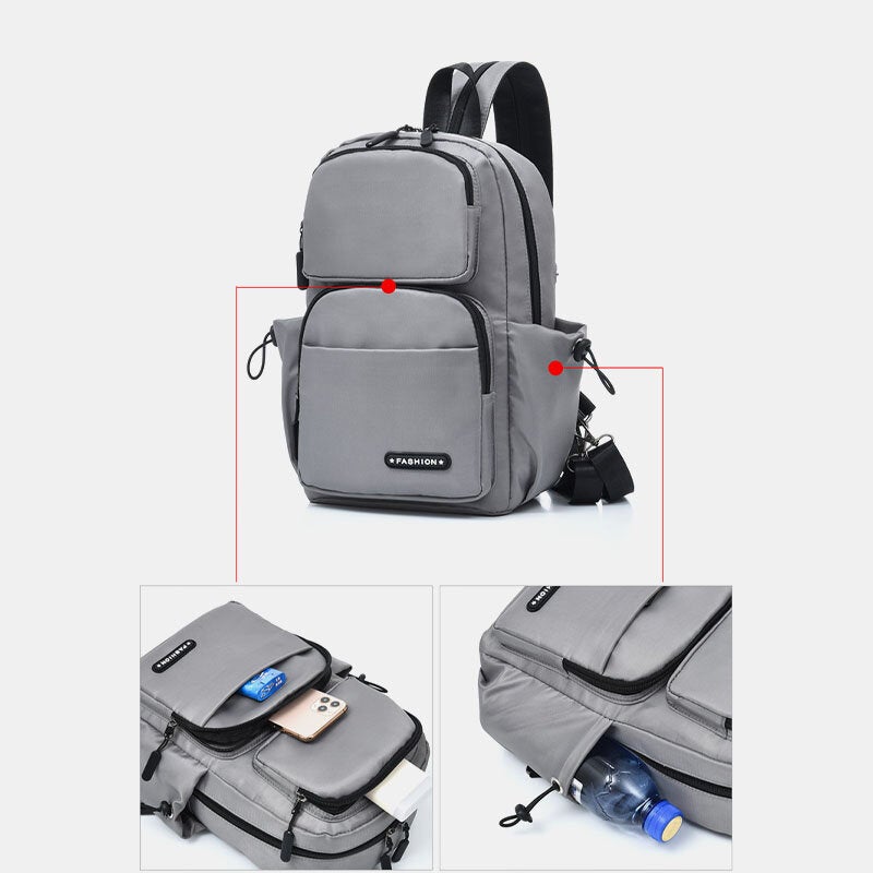 Men USB Charging Multi-carry Multi-Layers Waterproof Crossbody Bag Chest Sling Backpack