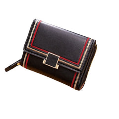 Women PU Leather Multi-card Slot Card Case Short Trifold Money Clip Zipper Coin Purse Wallet