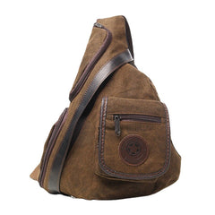 Men Retro Washed Canvas Multi-pocket Waterproof Chest Bag Outdoor Sport Large Capacity Wear-resistant Crossbody Shoulder