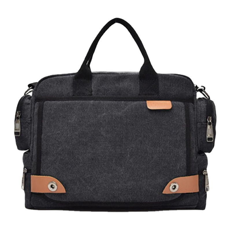 Men Canvas Large Capacity Multi-pocket Casual 13.3 Inch Laptop Bag Crossbody Bags Shoulder Bag Briefcase