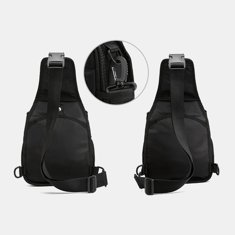 Nylon Waterproof Multifunction Casual Solid Color Backpack Crossbody Bag Chest For Male