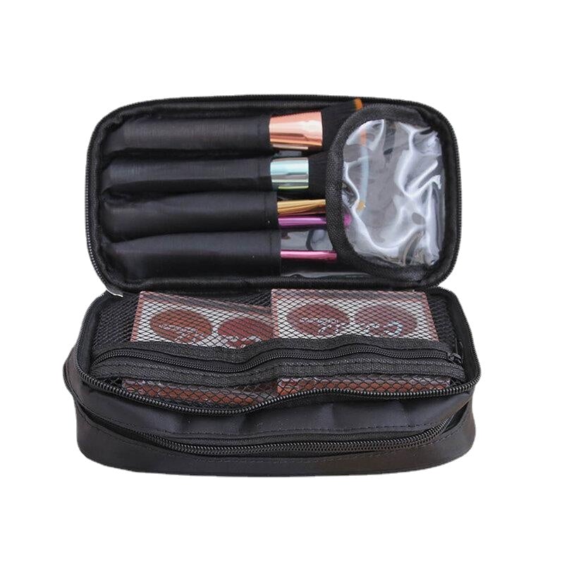 Women Waterproof Double Zipper Two Layers Large Capacity Storage Clutch Cosmetic Bag