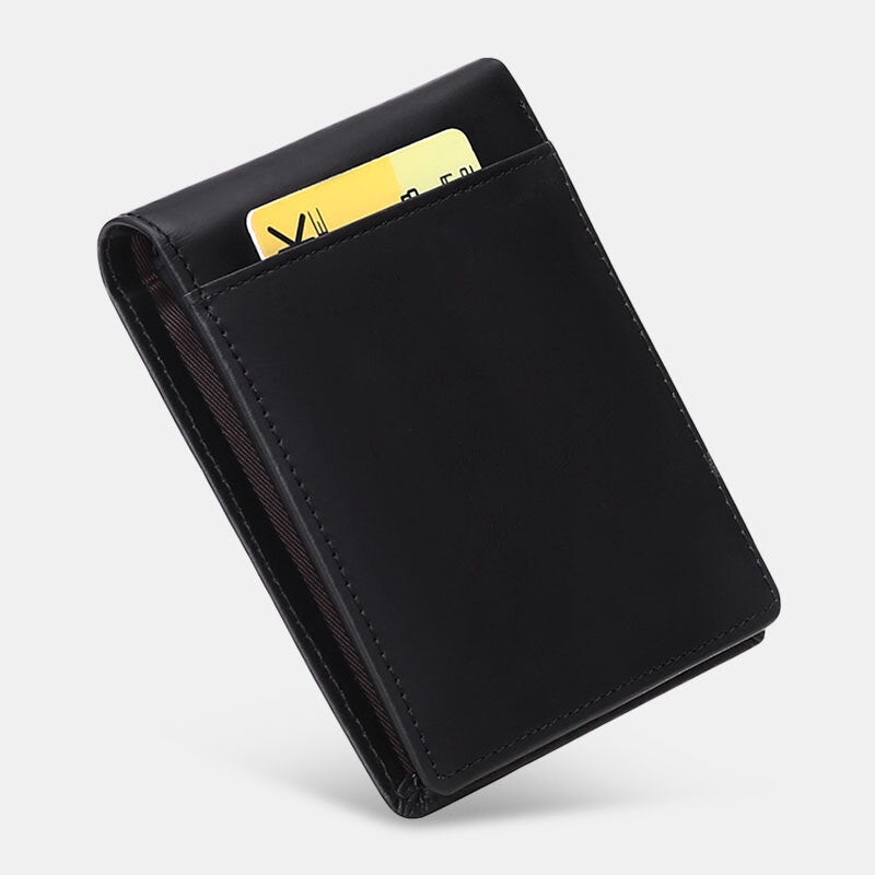 Men Genuine Leather Multi-card Slot Card Holder Bifold RFID Blocking Money Clip Driver's License Wallet