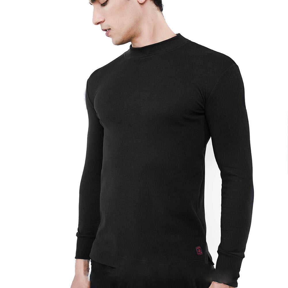 Men's Thermal Aerogel Top: Moisture-Wicking, Semi-High Neck, Long Sleeve, Warm Autumn/Winter Wear