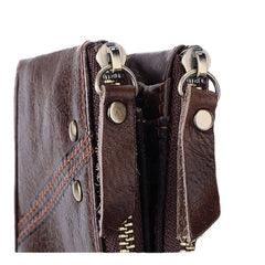 Men Genuine Leather RFID Blocking Anti-theft Retro Business Double Zipper Card Holder Wallet