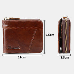 Men Genuine Leather Multifunction Anti-theft Swipe Card Coin Purse RFID Blocking Bifold Zipper Hasp Wallets Multi-card Slot Holder