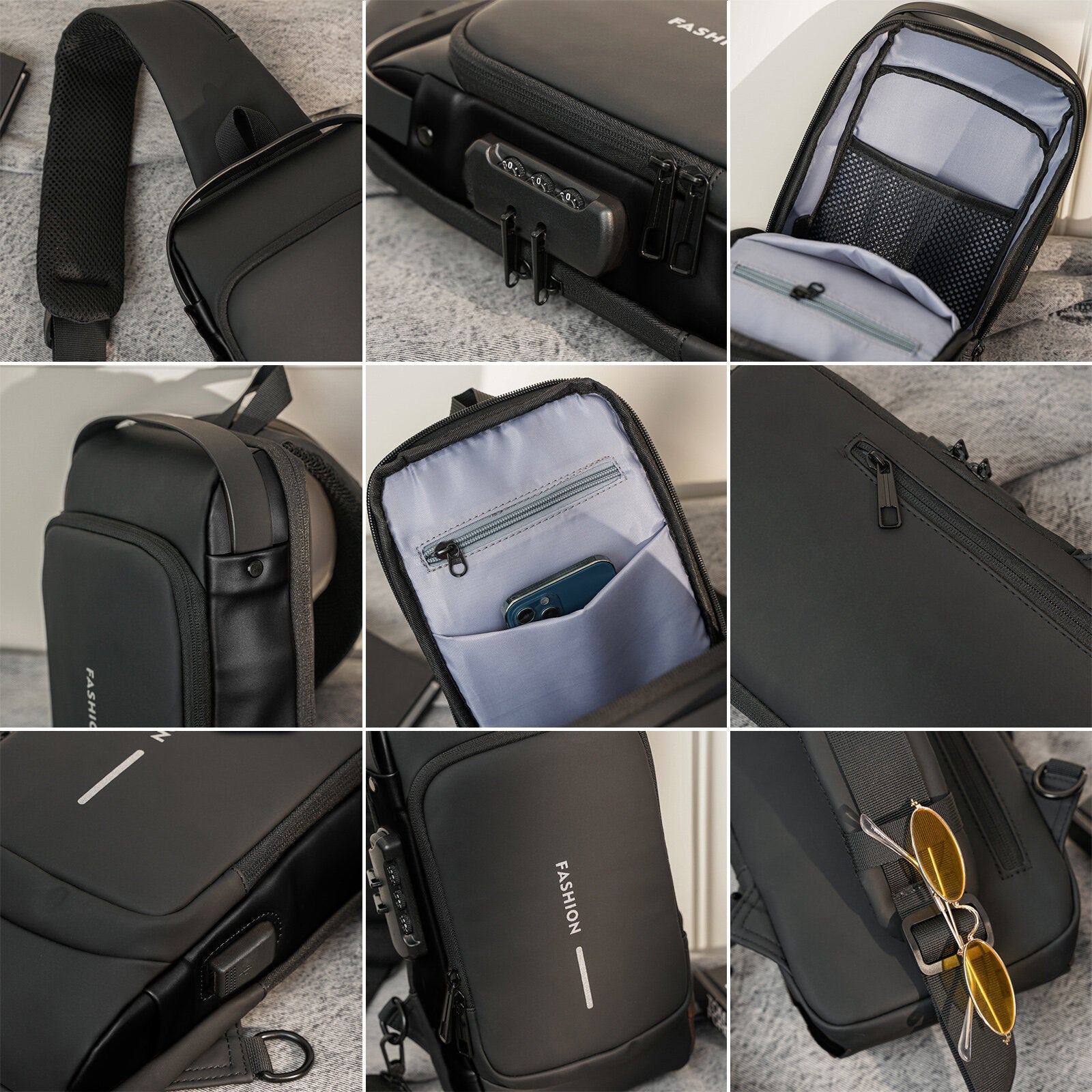 Men Oxford Cloth Anti-theft Lock Large-capacity USB Charging Multifunctional Casual Messenger Bag Chest Bag