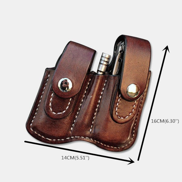 Men Genuine Leather Tooling Bag Belt Bag EDC Bag For Outdoor