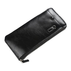 Men Faux Leather Long Phone Bag Zipper Wallet Card Holder Clutches Bag