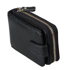 Women Genuine Leather Card Holder Men Portable Short Wallets Purse Zipper Case