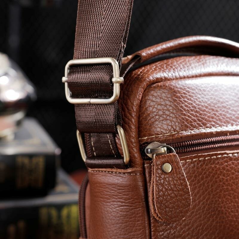 Men Genuine Leather Multi-pocket Vintage 6.3 Inch Phone Bag Crossbody Bags Shoulder Handbag