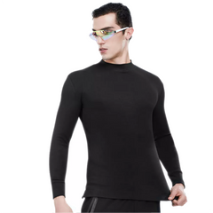 Men's Thermal Aerogel Top: Moisture-Wicking, Semi-High Neck, Long Sleeve, Warm Autumn/Winter Wear