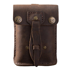 Men Genuine Leather Vintage 5.5 Inch Phone Bag Outdoor Cowhide Waist With Olecranon Buckle