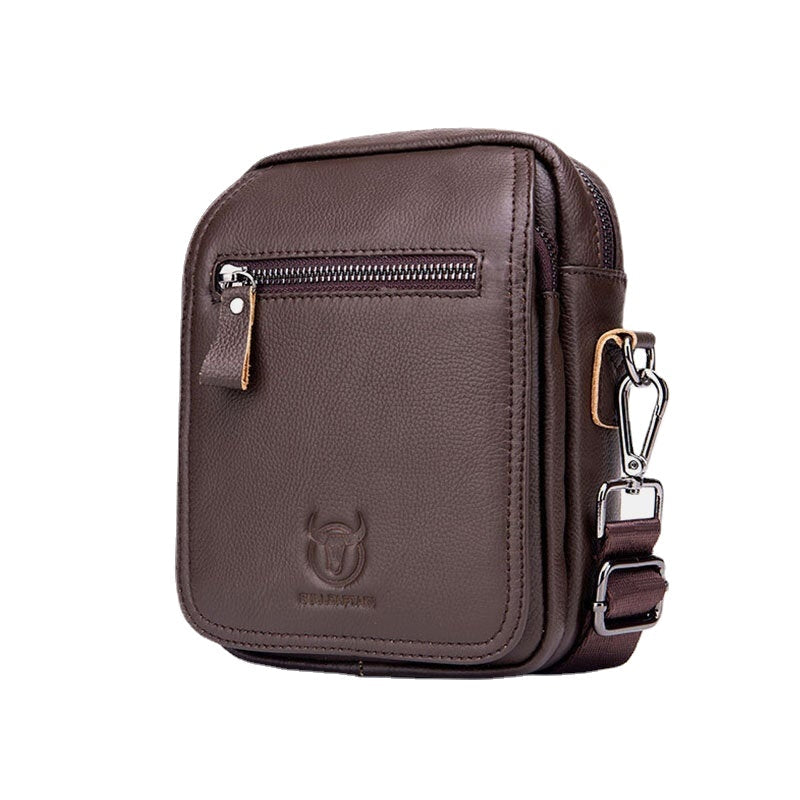 Men Genuine Leather Waterproof Multifunction Multi-Layers Crossbody Bag