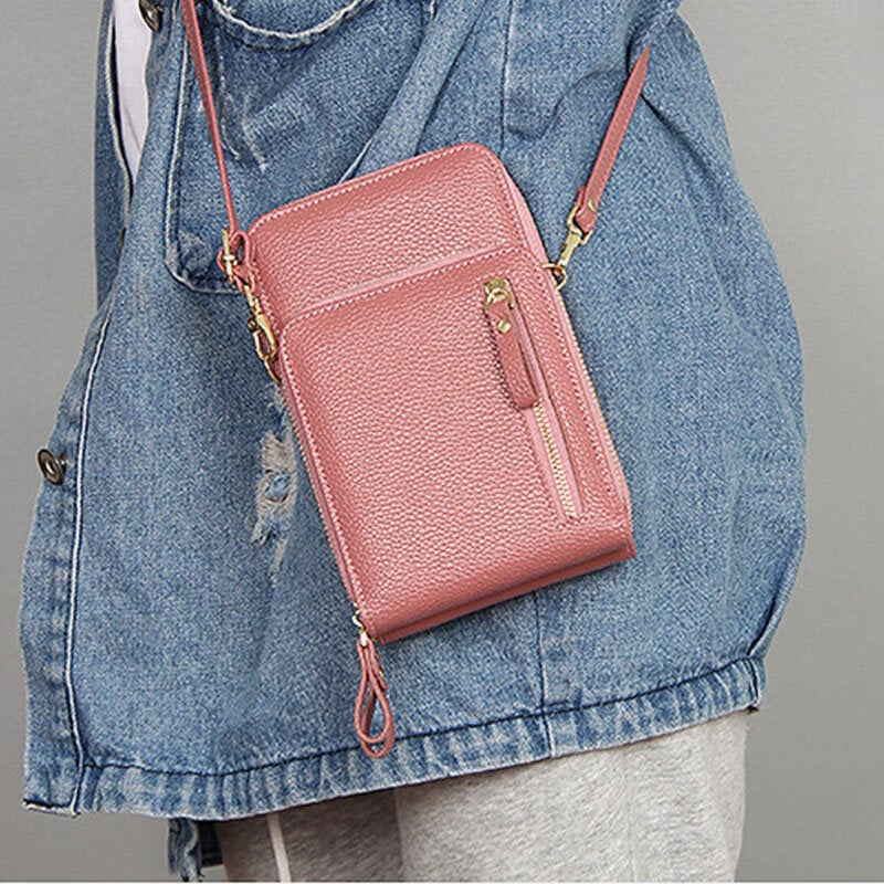 Women 8 Card Slots Solid Casual Phone Bag Crossbody Shoulder Bag