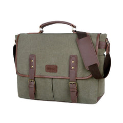 Men Canvas Multi-Pocket Wear-Resistant Vintage Business Messenger Bag Laptop Bag Crossbody Bag Handbag