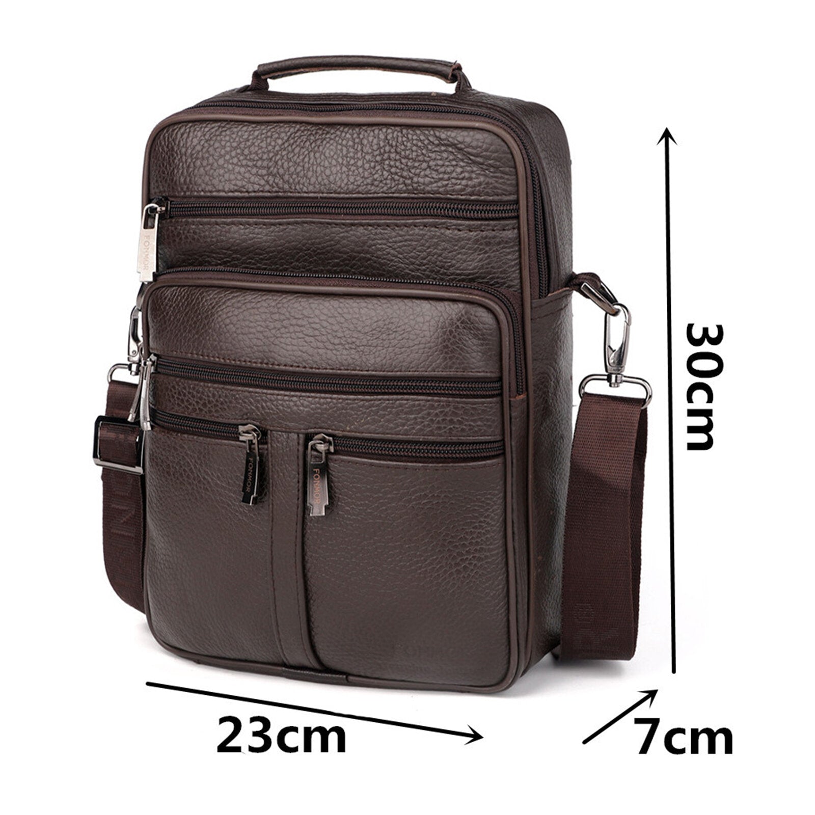 Men Genuine Leather Multifunctional Crossbody Bag Business Casual Multi-pocket Zipper Shoulder Crossbody Bag