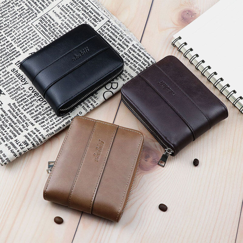 Men Faux Leather Retro Classical Wax Leather Multi-slot Card Holder Wallet