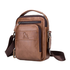 Men Genuine Leather Multifunction Multi-Pocket Waterproof Crossbody Bag Shoulder Bag