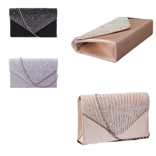 Women  Evening Bridal Wallet Envelope Flash Diamond Clutch Portable Shoulder Crossbody Bag