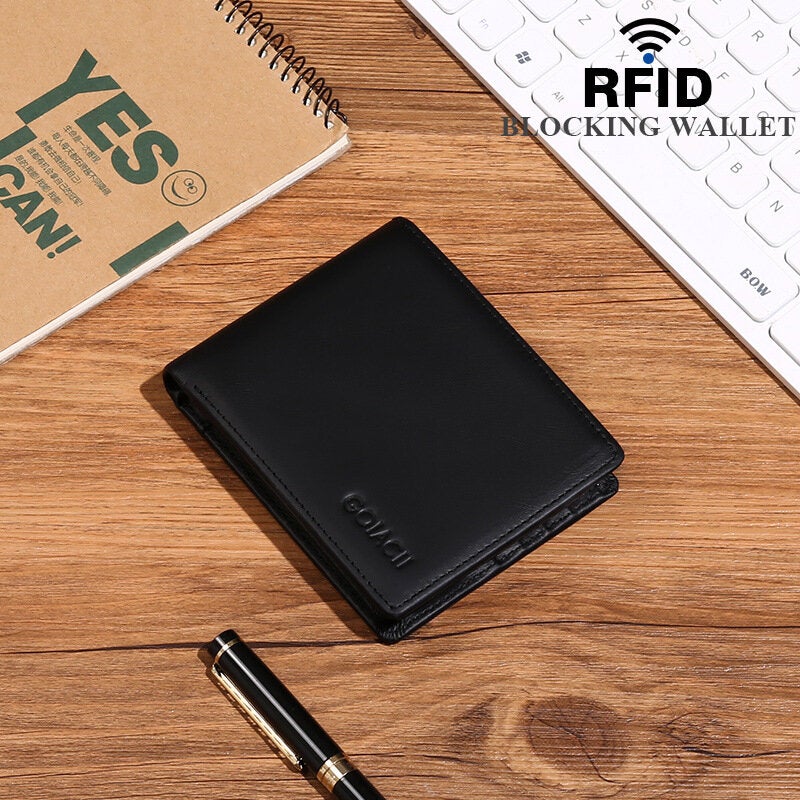 Men Genuine Leather Multi-card Slot Card Holder Bifold RFID Blocking Money Clip Driver's License Wallet