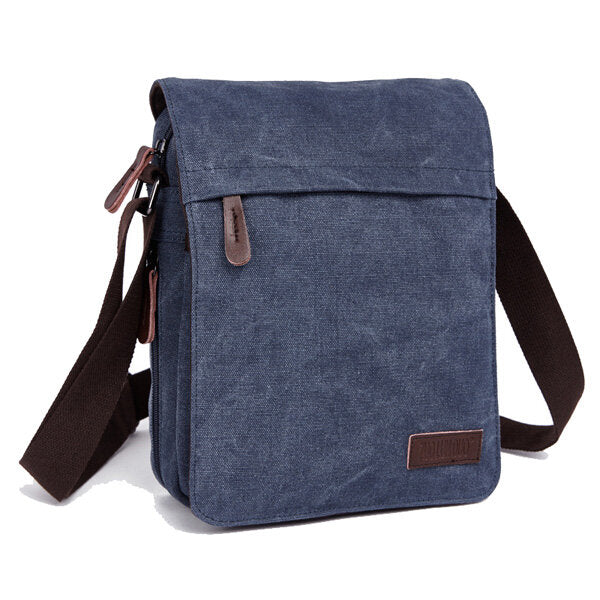 Men Women Canvas Leisure Multi Pocket Crossboby Bag Capacity Shoulder Bag