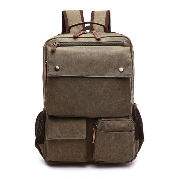 Men Canvas Big Capacity Travel Zipper Multifunctional Shoulders Bag Backpack