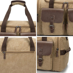 Men Canvas Outdoor Travel Large Capacity Multifunctional Multi-pocket Zipper Handbag Messenger Bag