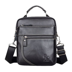 Men Genuine Leather Retro Business Casual Solid Color Cowhide Shoulder Bag Crossbody