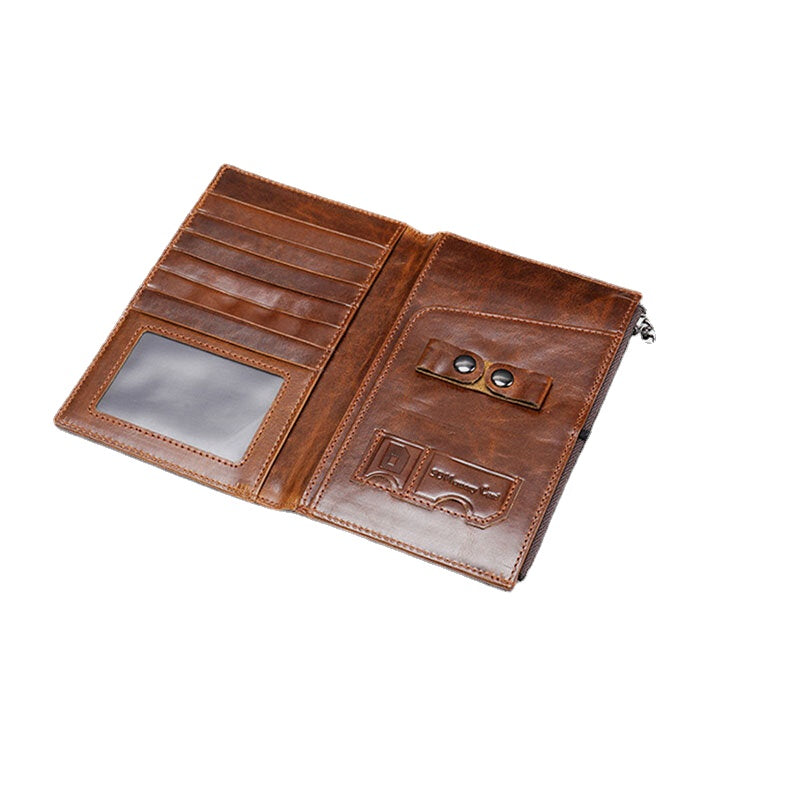 Men RFID Genuine Leather Blocking Anti-theft Passport Envelope Wallet Multi-card Wallet