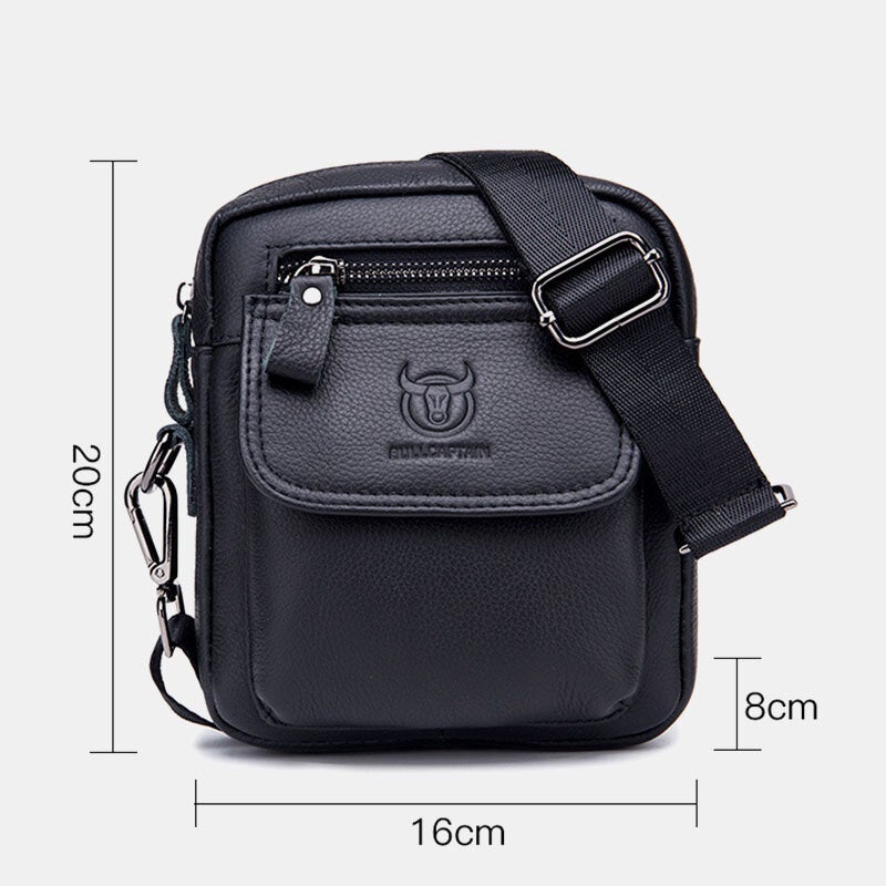 Men Genuine Leather Waterproof Multifunction Multi-Layers Crossbody Bag