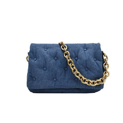 Women's Shoulder Bags  Denim Quality Thick Metal Chain Shoulder Purses And Handbag