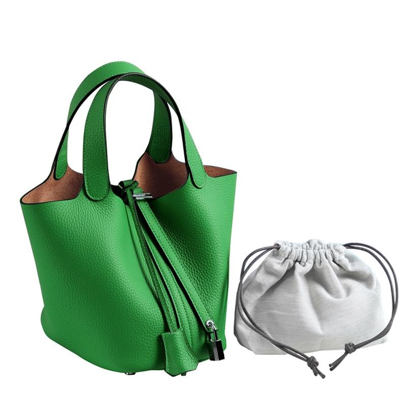 100% Genuine Leather Women Handbags Designer Tote Bag Classical Soft Leather Bucket