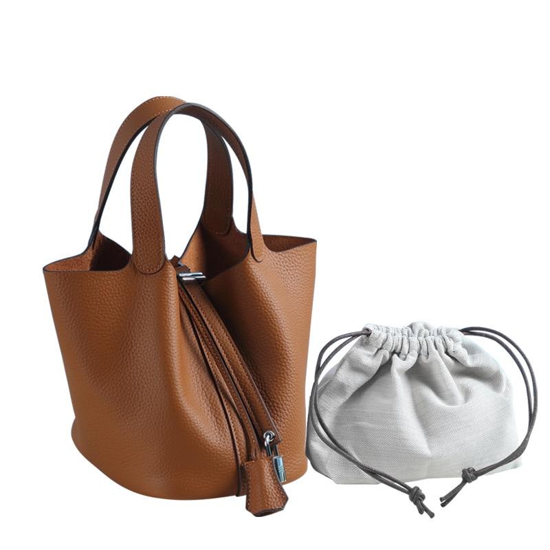 100% Genuine Leather Women Handbags Designer Tote Bag Classical Soft Leather Bucket