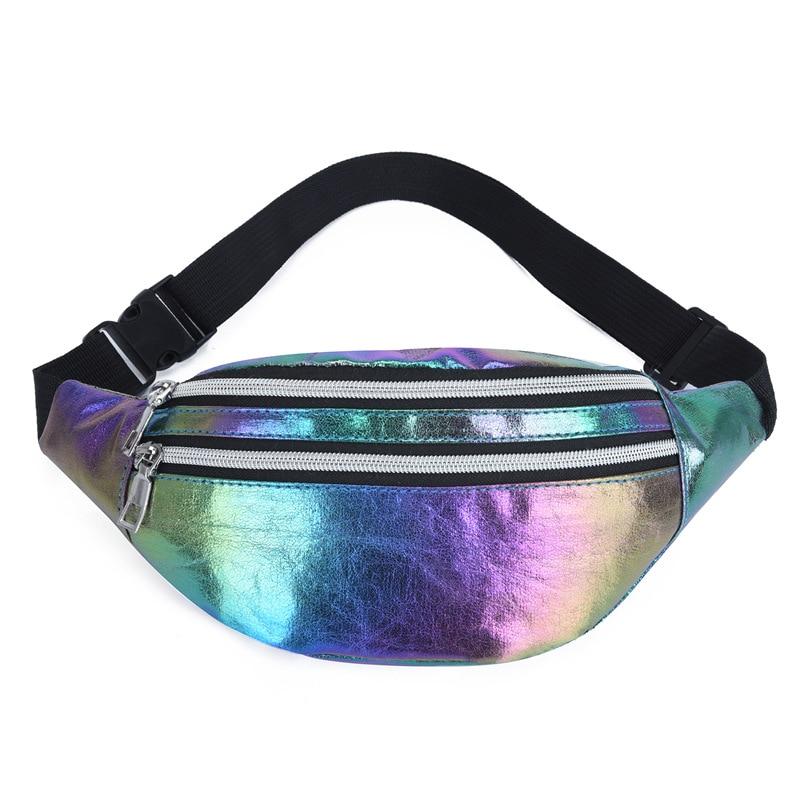 Laser PU Beach Travel Waist Bag Banana Hip Bum Zip Women Belt Bag