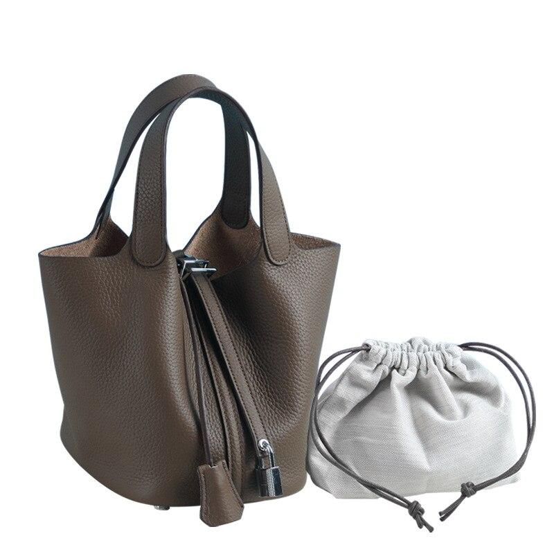 100% Genuine Leather Women Handbags Designer Tote Bag Classical Soft Leather Bucket