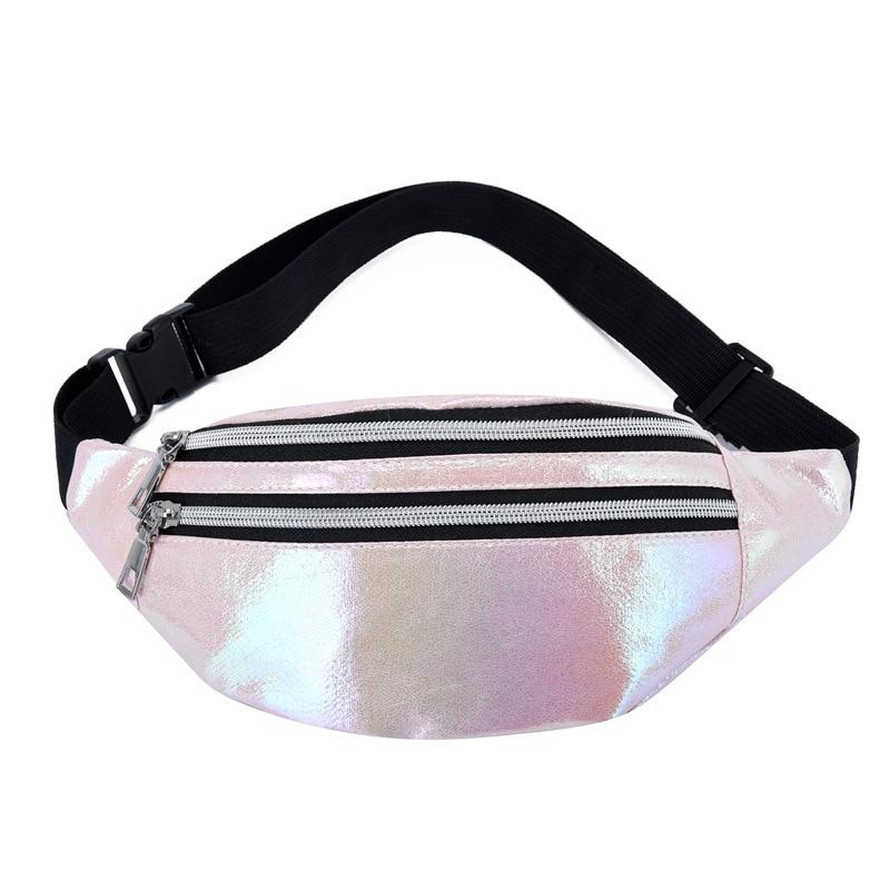 Laser PU Beach Travel Waist Bag Banana Hip Bum Zip Women Belt Bag