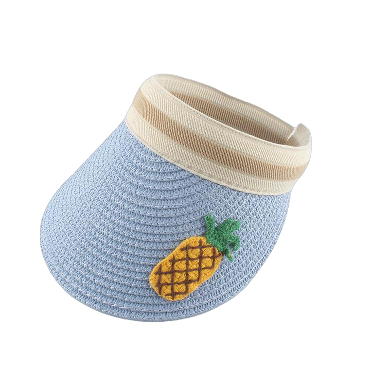 Children Cartoon Straw Hat Summer Hat For Kids Boys Girls Fruit Embroidery Sun Visor Hat Baby UV Protection Beach Hat