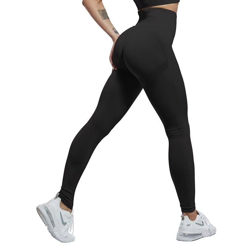 Sexy High Waist Bubble Butt Push Up Leggings - Seamless Slim Fit Fitness Wear