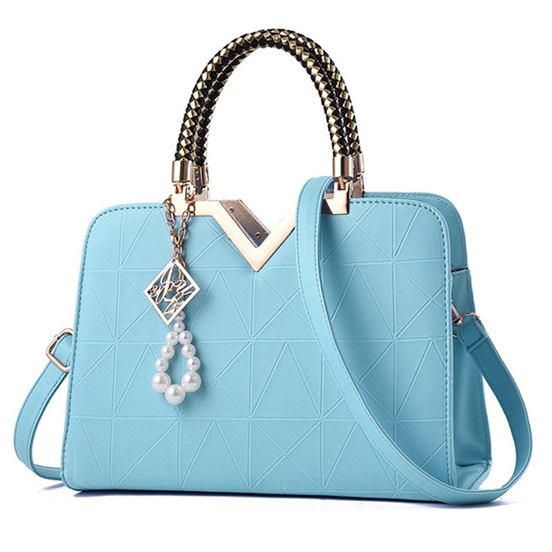 Women Handbags Leather Totes Bag Top-handle Embroidery Crossbody Bag Shoulder Bag Lady Simple Style Hand Bags