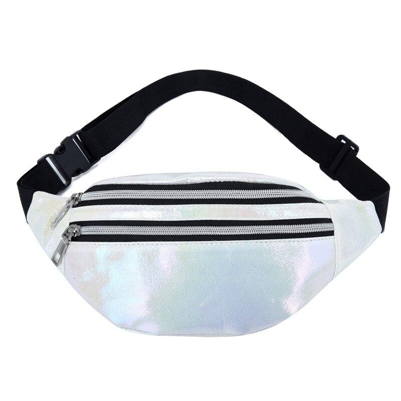 Laser PU Beach Travel Waist Bag Banana Hip Bum Zip Women Belt Bag