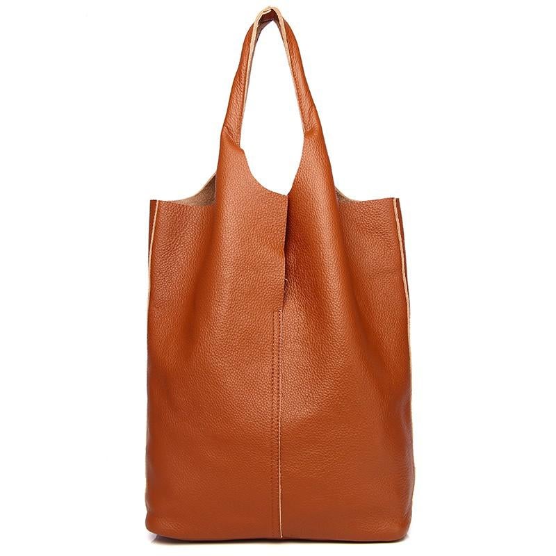 Luxury Soft Genuine Leather Women Shoulder Bag Natural Leather Casual Female Totes Bag Brand Designer Large Lady Handbag