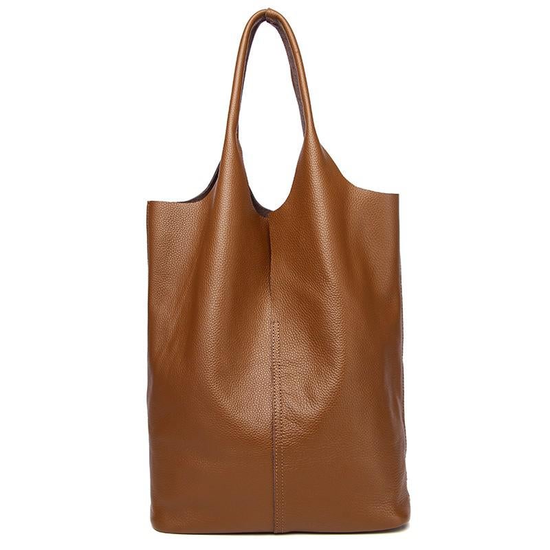 Luxury Soft Genuine Leather Women Shoulder Bag Natural Leather Casual Female Totes Bag Brand Designer Large Lady Handbag