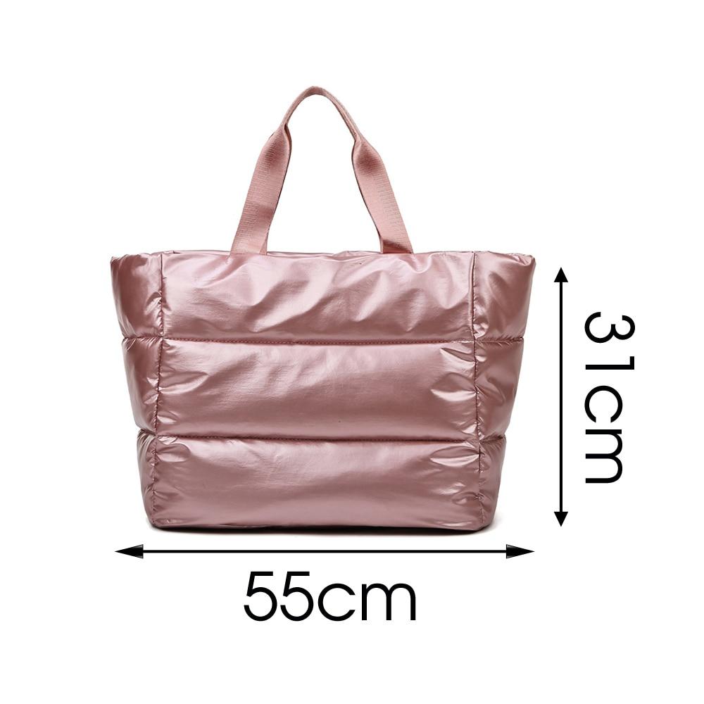 Winter Fluffy Padded Woman Handbag Big Quilted Shopper Bag Female Bags Women's Nylon Shoulder Casual